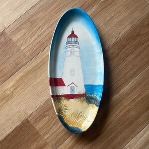 Burton + Burton Coastal Light Lighthouse Platter 19.25”X8.5”
